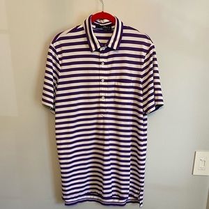 Ralph Lauren RLX purple and white stripped collard shirt